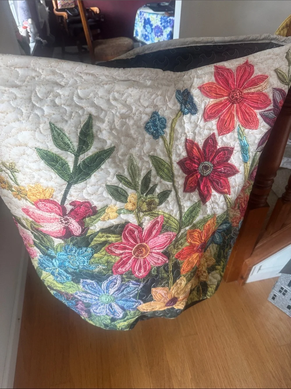 Floral Embroidered Quilted Home Accent storage bag - Multicolor NWT